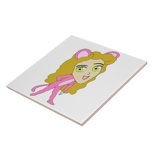 Rosa Katze Fliese (Seite)