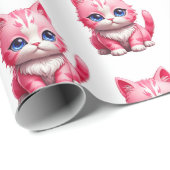 Rosa Katze Geschenkpapier (Rolleneckpunkt)