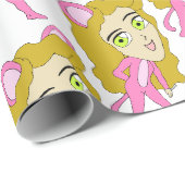 Rosa Katze Geschenkpapier (Rolleneckpunkt)