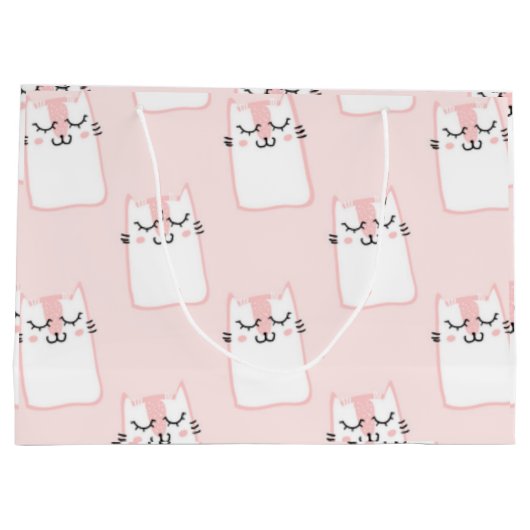 Rosa Katze Große Geschenktüte (Rückseite)