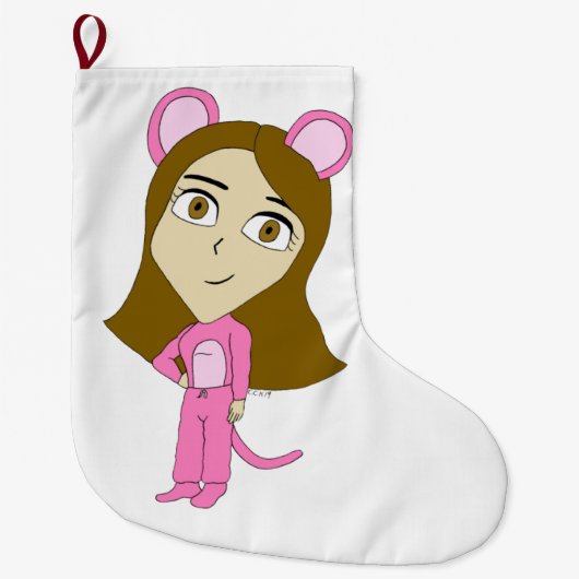 Rosa Katze Großer Weihnachtsstrumpf (Vorderseite)
