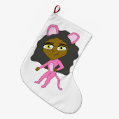 Rosa Katze Großer Weihnachtsstrumpf (Vorderansicht (hängend))