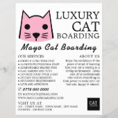 Rosa Katze, Katze Boarding, Werbung für Katzen Flyer (Vorne)