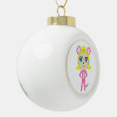 Rosa Katze Keramik Kugel-Ornament (Links)