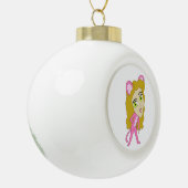 Rosa Katze Keramik Kugel-Ornament (Links)