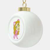 Rosa Katze Keramik Kugel-Ornament (Rechts)