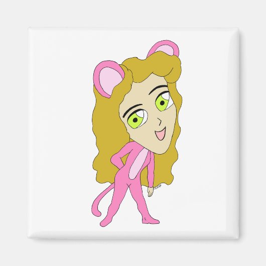 Rosa Katze Magnet (Vorne)