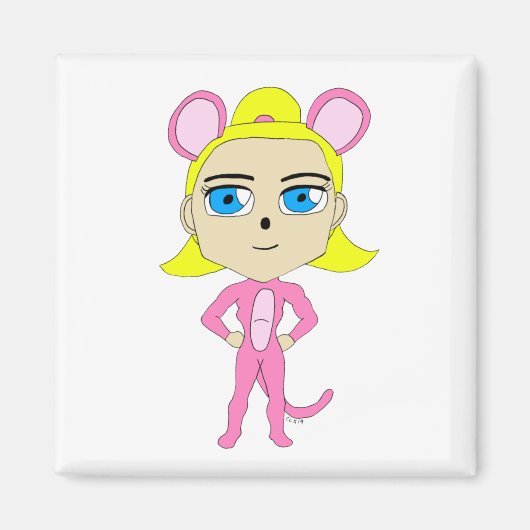 Rosa Katze Magnet (Vorne)