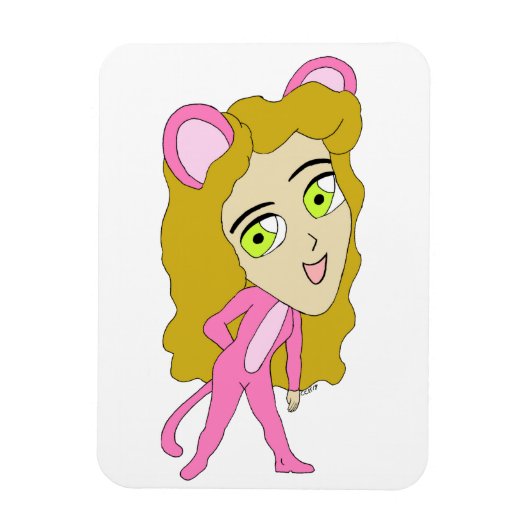Rosa Katze Magnet (Vertikal)