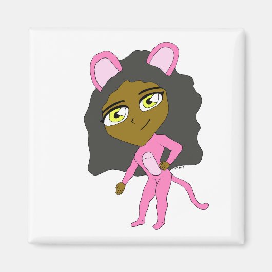 Rosa Katze Magnet (Vorne)