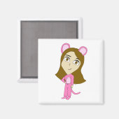 Rosa Katze Magnet (Vorderseite/Rückseite)