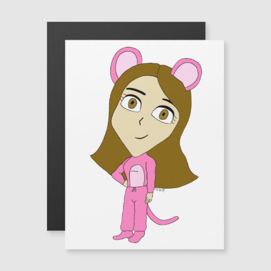 Rosa Katze Magnetkarte (Vorne/Hinten)