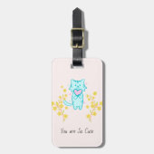Rosa Katze mit Blume Gepäckanhänger (Vorderseite vertikal)