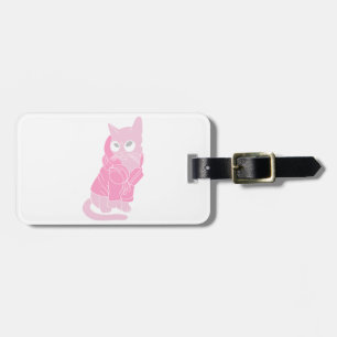 Rosa Katze mit Brille - Farbe im Hintergrund auswä Gepäckanhänger