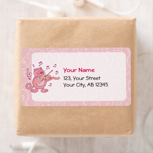 Rosa Katze mit Geige (Insitu)