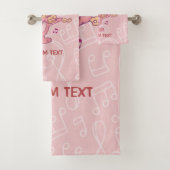 Rosa Katze mit Geige Badhandtuch Set (Insitu)