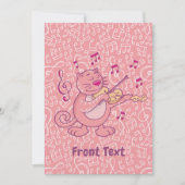 Rosa Katze mit Geige Einladung (Vorderseite)