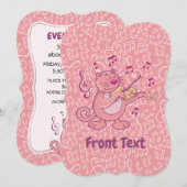 Rosa Katze mit Geige Einladung (Vorne/Hinten)