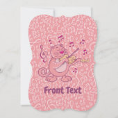 Rosa Katze mit Geige Einladung (Vorderseite)