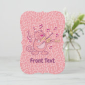 Rosa Katze mit Geige Einladung (Stehend Vorderseite)