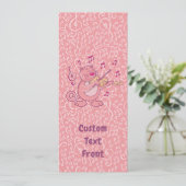 Rosa Katze mit Geige Einladung (Stehend Vorderseite)