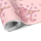 Rosa Katze mit Geige Geschenkpapier (Rolleneckpunkt)