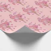 Rosa Katze mit Geige Geschenkpapier (Ecke)