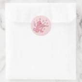 Rosa Katze mit Geige Runder Aufkleber (Tasche)