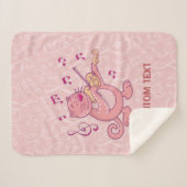 Rosa Katze mit Geige Sherpadecke (Vorderseite (Horizontal))