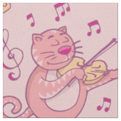 Rosa Katze mit Geige Stoff (Nahaufnahme)