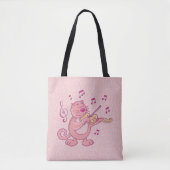Rosa Katze mit Geige Tasche (Vorderseite)