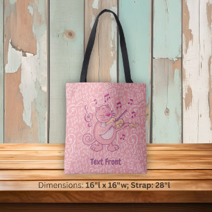 Rosa Katze mit Geige Totbeutel Tasche