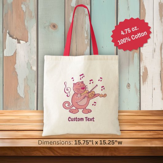 Rosa Katze mit Geige Totbeutel Tragetasche