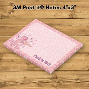 Rosa Katze mit Geigen-Post-it-Notizen Post-it Klebezettel