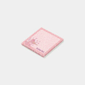 Rosa Katze mit Geigennotizen Post-it Klebezettel (angewinkelt)