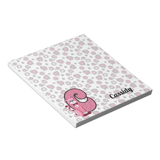 Rosa Katze Mit Monogramm C Kid's Notizblock (angewinkelt)