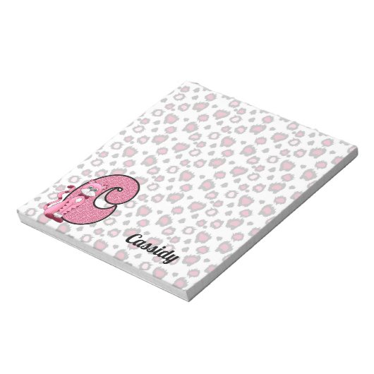 Rosa Katze Mit Monogramm C Kid's Notizblock (Rotiert)