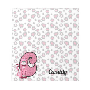 Rosa Katze Mit Monogramm C Kid's Notizblock