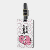 Rosa Katze Mit Monogramm C Kinder Reisende Gepäckanhänger (Vorderseite vertikal)