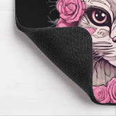Rosa Katze mit Rose Blumenmousse Pad Custom Mousepad (Ecke)