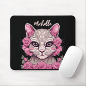 Rosa Katze mit Rose Blumenmousse Pad Custom Mousepad (Mit Mouse)
