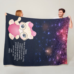 Rosa Katze mit Schleife Weltraum Glanzdecke für Ki Fleecedecke