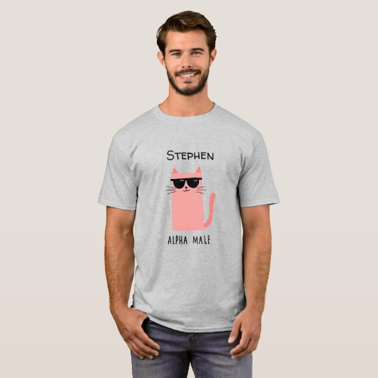 Rosa Katze mit Sonnenbrille T-Shirt (Vorne ganz)