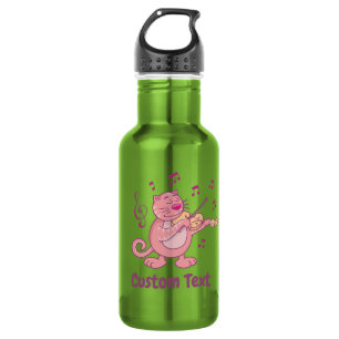 Rosa Katze mit Violin Edelstahlflasche