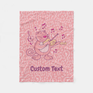 Rosa Katze mit Violin Fleece Blanket