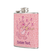 Rosa Katze mit Violin-Hip-Flask Flachmann (Links)