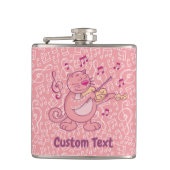 Rosa Katze mit Violin-Hip-Flask Flachmann (Vorderseite)