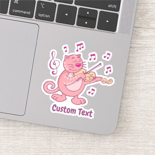 Rosa Katze mit Violinaufkleber Aufkleber (Detail)