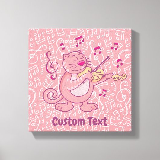 Rosa Katze mit Violine Canvas Print Leinwanddruck (Vorderseite)