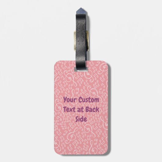 Rosa Katze mit Violine-Gepäckstück Gepäckanhänger (Rückseite vertikal)